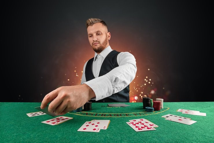 Antarmuka studio live-dealer togel 808 dengan dealer sungguhan, permainan blackjack, roulette, dan baccarat